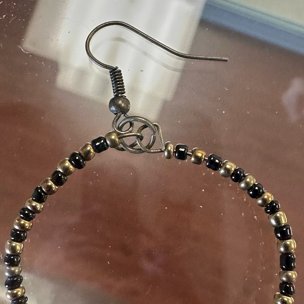 Beaded Fringe Hoop Earrings - Picture 3 of 5